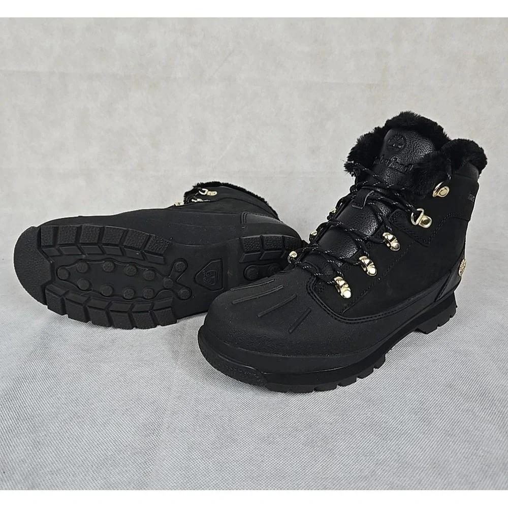 Timberland Euro Hiker‎ Boots Boys Kids Size 7 Shell Toe Blackout Womens 8.5 NEW